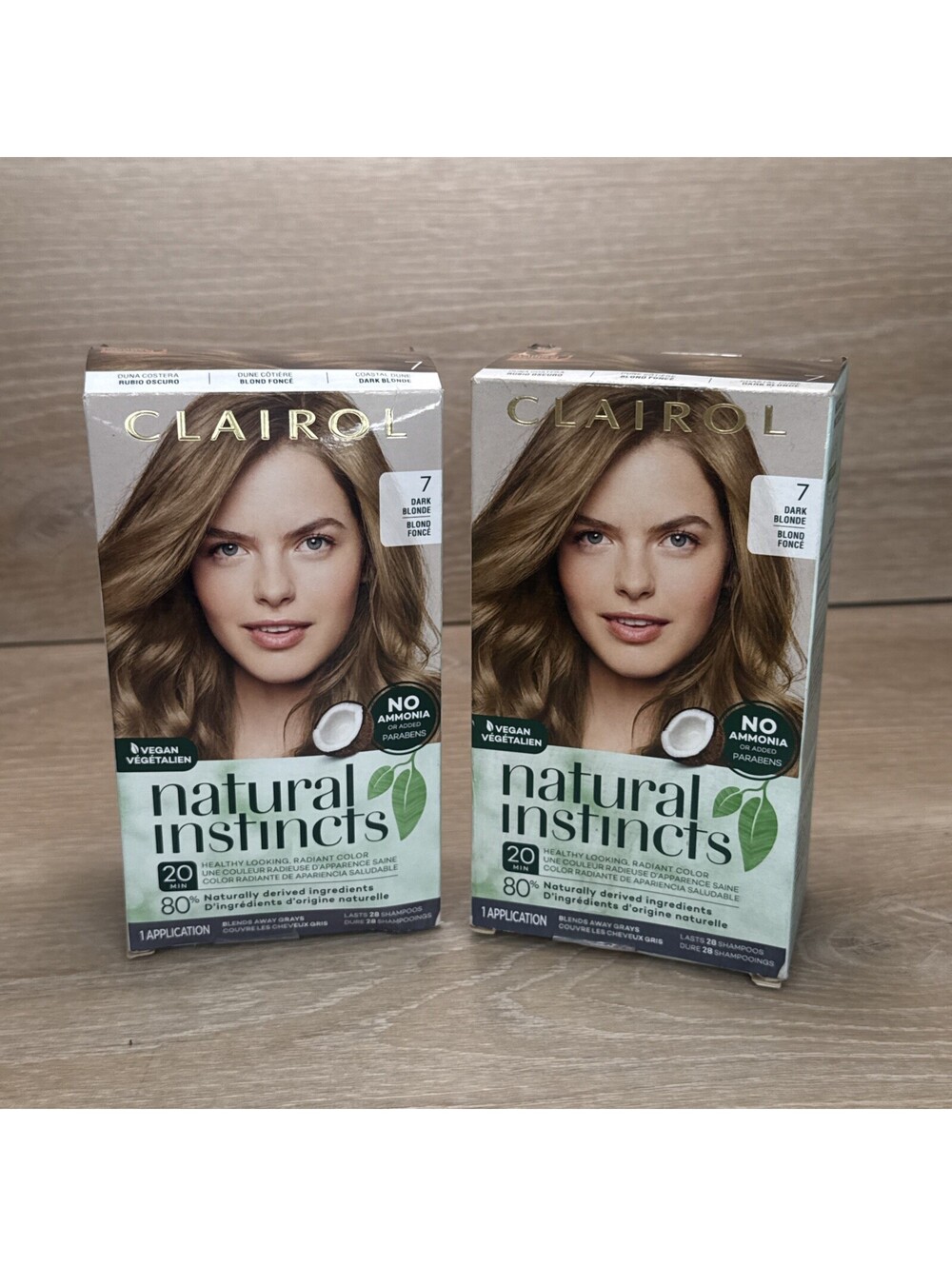 2 Clairol Natural Instincts New & Improved Hair Color #7 DARK BLONDE NIB